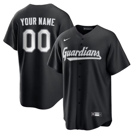 Youth Cleveland Guardians Nike Custom Black Lights Out Replica Jersey